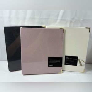 NWT-Russell+Hazel Bookcloth Mini 8x9 Three-Ring Binder, Peony, Black or Pearl